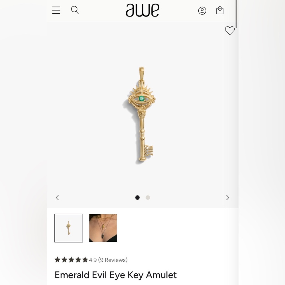 Awe Inspired Emerald Evil Eye Key Amulet Pendant